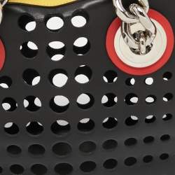 Pre Owned Prada Tri Color Perforated Leather City Fori Chain Bag