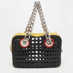 Pre Owned Prada Tri Color Perforated Leather City Fori Chain Bag