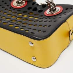 Pre Owned Prada Tri Color Perforated Leather City Fori Chain Bag