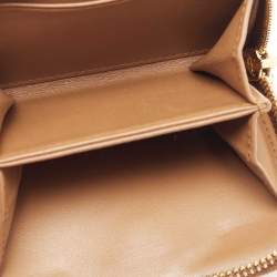 Prada Brown Leather Zip Around Compact Wallet