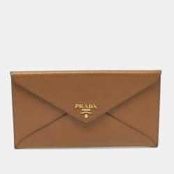 Prada Brown Move Leather Envelope Slim Wallet