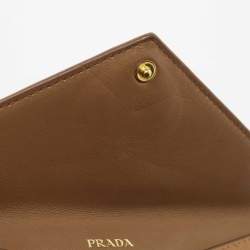 Prada Brown Move Leather Envelope Slim Wallet