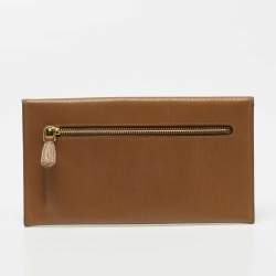 Prada Brown Move Leather Envelope Slim Wallet