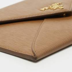 Prada Brown Move Leather Envelope Slim Wallet