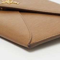 Prada Brown Move Leather Envelope Slim Wallet