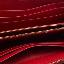 Prada Red Saffiano Leather Bow Zip Around Wallet