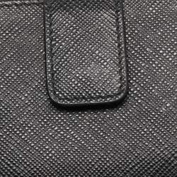 Prada Black/White Saffiano Leather Card Case with Chain