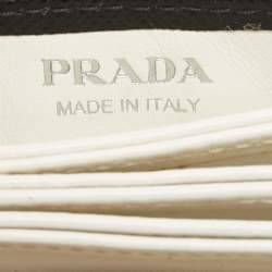 Prada Black/White Saffiano Leather Card Case with Chain