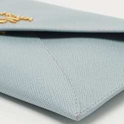 Pre Owned Prada Blue Saffiano Leather Envelope Wallet