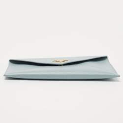 Pre Owned Prada Blue Saffiano Leather Envelope Wallet