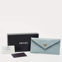 Pre Owned Prada Blue Saffiano Leather Envelope Wallet