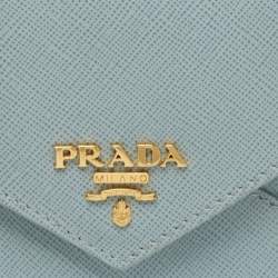 Pre Owned Prada Blue Saffiano Leather Envelope Wallet