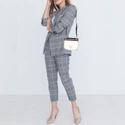 Pre Owned Prada White/Black Leather City Calf Pionnière Saddle Bag