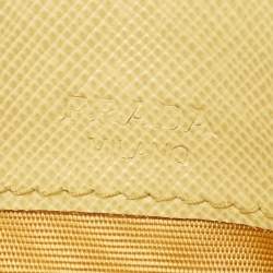 Prada Light Yellow Saffiano Metal Leather Card Holder