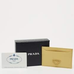 Prada Light Yellow Saffiano Metal Leather Card Holder