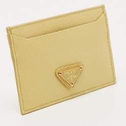 Prada Light Yellow Saffiano Metal Leather Card Holder