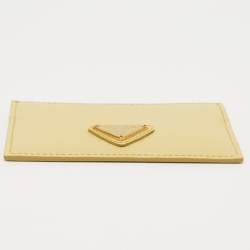Prada Light Yellow Saffiano Metal Leather Card Holder
