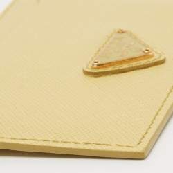 Prada Light Yellow Saffiano Metal Leather Card Holder