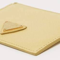 Prada Light Yellow Saffiano Metal Leather Card Holder