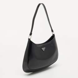 Pre Owned Prada Black Patent Leather Cleo Hobo