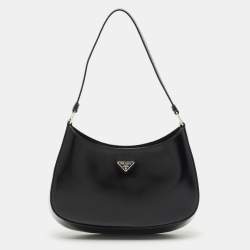 Pre Owned Prada Black Patent Leather Cleo Hobo