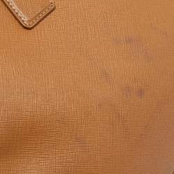 Pre Owned Prada Tan Saffiano Leather Medium Galleria Double Zip Tote