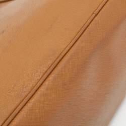 Pre Owned Prada Tan Saffiano Leather Medium Galleria Double Zip Tote