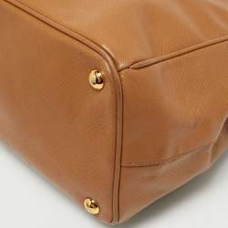 Pre Owned Prada Tan Saffiano Leather Medium Galleria Double Zip Tote