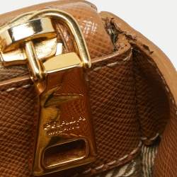 Pre Owned Prada Tan Saffiano Leather Medium Galleria Double Zip Tote