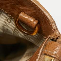 Pre Owned Prada Tan Saffiano Leather Medium Galleria Double Zip Tote