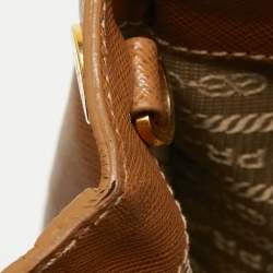 Pre Owned Prada Tan Saffiano Leather Medium Galleria Double Zip Tote