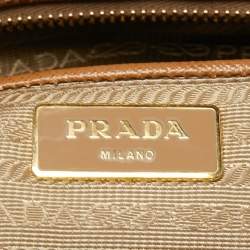 Pre Owned Prada Tan Saffiano Leather Medium Galleria Double Zip Tote
