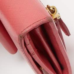 Prada Pink Saffiano Leather Bow Continental Wallet