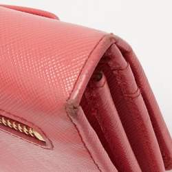 Prada Pink Saffiano Leather Bow Continental Wallet