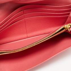 Prada Pink Saffiano Leather Bow Continental Wallet