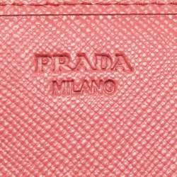 Prada Pink Saffiano Leather Bow Continental Wallet