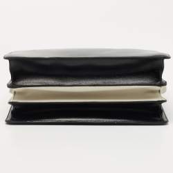 Pre Owned Prada Black/White Leather Turn Lock Satchel 