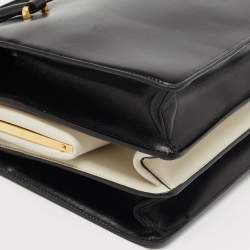Pre Owned Prada Black/White Leather Turn Lock Satchel 