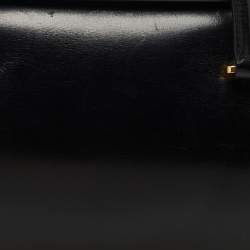 Pre Owned Prada Black/White Leather Turn Lock Satchel 