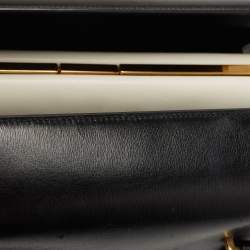 Pre Owned Prada Black/White Leather Turn Lock Satchel 