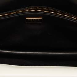 Pre Owned Prada Black/White Leather Turn Lock Satchel 