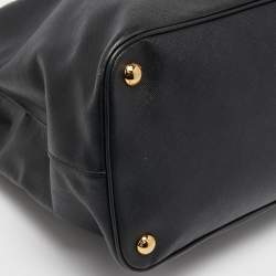 Pre Owned Prada Black Saffiano Lux Leather Medium Galleria Zip Tote