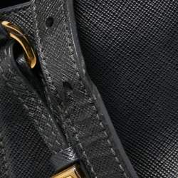 Pre Owned Prada Black Saffiano Lux Leather Medium Galleria Zip Tote
