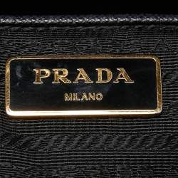 Pre Owned Prada Black Saffiano Lux Leather Medium Galleria Zip Tote