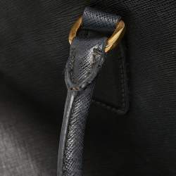 Pre Owned Prada Black Saffiano Lux Leather Medium Galleria Zip Tote