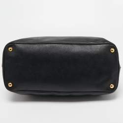Pre Owned Prada Black Saffiano Lux Leather Medium Galleria Zip Tote