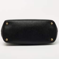 Pre Owned Prada Black Saffiano Lux Leather Medium Double Zip Tote