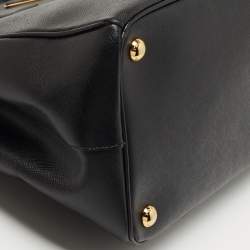 Pre Owned Prada Black Saffiano Lux Leather Medium Double Zip Tote