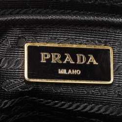 Pre Owned Prada Black Saffiano Lux Leather Medium Double Zip Tote