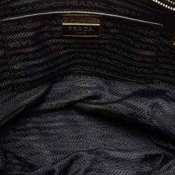 Pre Owned Prada Black Saffiano Lux Leather Medium Double Zip Tote